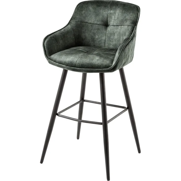 riess-ambiente Barhocker EUPHORIA grün / schwarz (Einzelartikel, 1 St), Esszimmer · Samt · Edelstahl · mit Lehne · Tresenstuhl · Barock Design