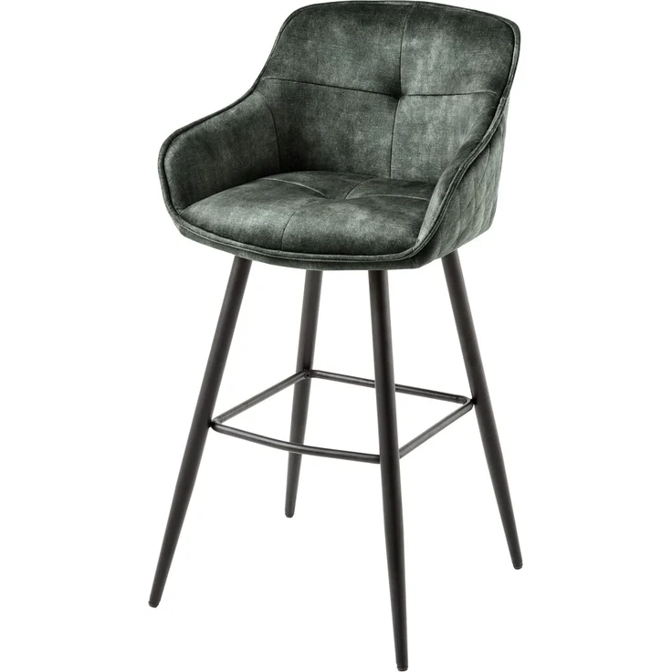 riess-ambiente Barhocker EUPHORIA grün / schwarz (Einzelartikel, 1 St), Esszimmer · Samt · Edelstahl · mit Lehne · Tresenstuhl · Barock Design – Bild 1