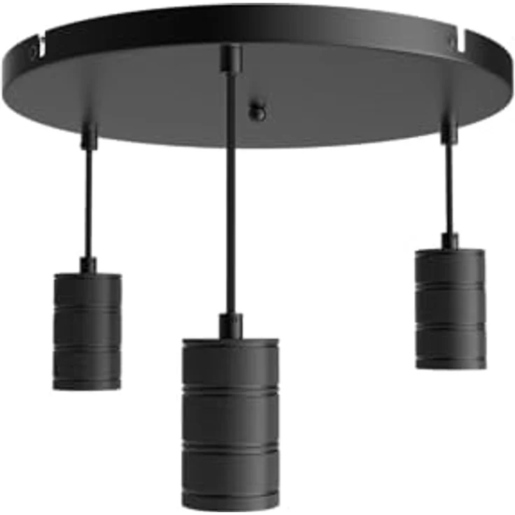 Calex Retro Pendelleuchte, eckig, 3-flg., schwarz, dimmbar mit E27-Fassung – Bild 4