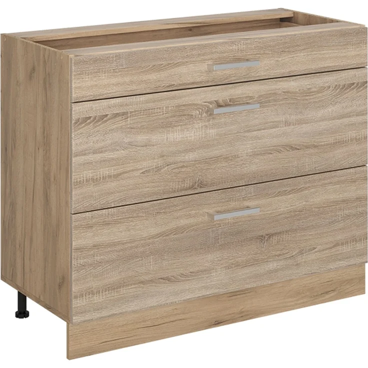 Küchenunterschrank R-Line Sonoma/Goldkraft Eiche 100 cm ohne Arbeitsplatte Vicco – Bild 1