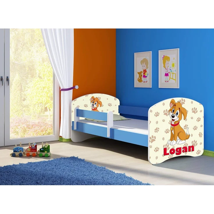 ACMA Kinderbett Jugendbett mit Einer Schublade und Matratze Blau mit Rausfallschutz Lattenrost II 140x70 160x80 180x80 (11 Welpe, 160x80) – Bild 4