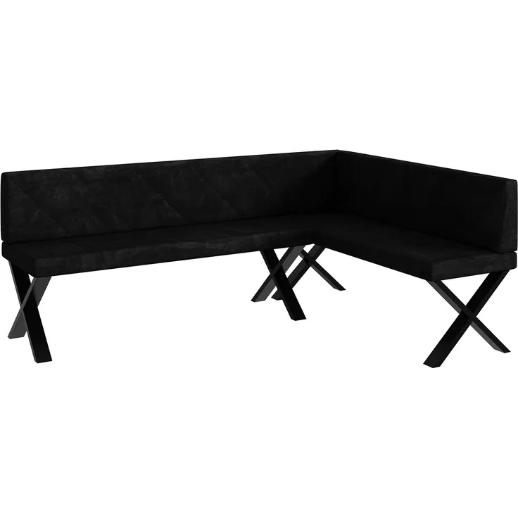 MEBLINI Eckbank für Esszimmer - Küchenbank - Essecke - Sitzecke Küche - ERIC - X-Beine 142x196x87cm Rechts - Graphit Samt