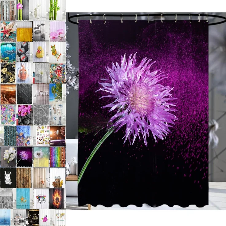 Sanilo Duschvorhang Purple Dust 180 x 200 cm, 100% wasserdicht, Anti-Schimmel-Effekt, hochwertige Qualität – Bild 1