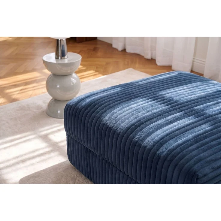 XL blauer Cordpouf – Bild 2