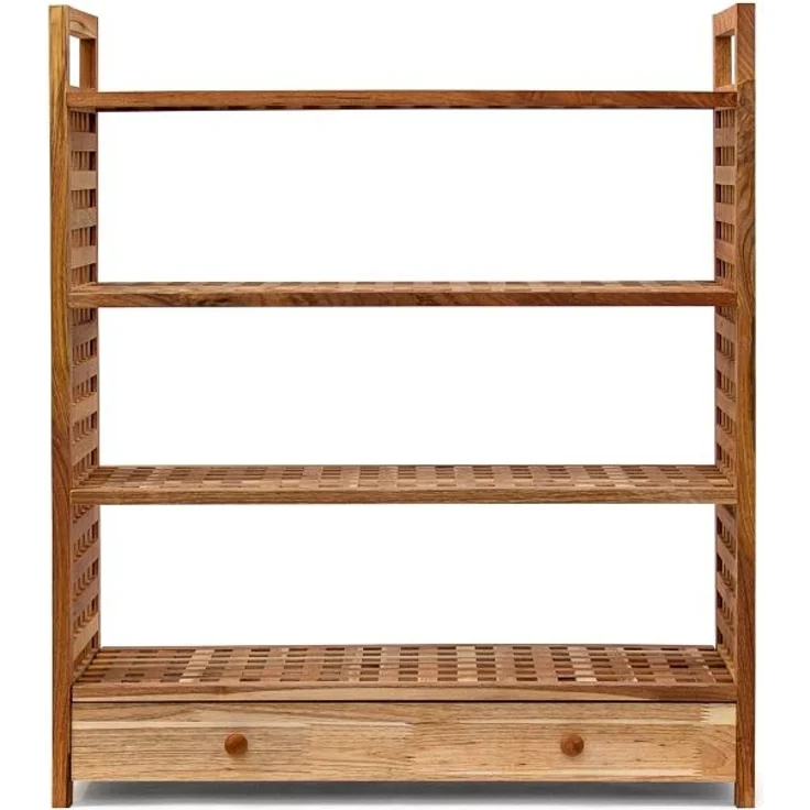 Schuhregal Walnuss mit Schublade – Bild 5