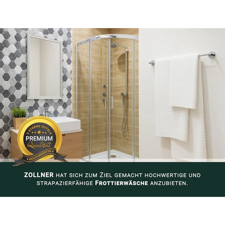 ZOLLNER 5er Set Duschtücher, Größe 70x140 cm, 100% Baumwolle, weiß – Bild 6