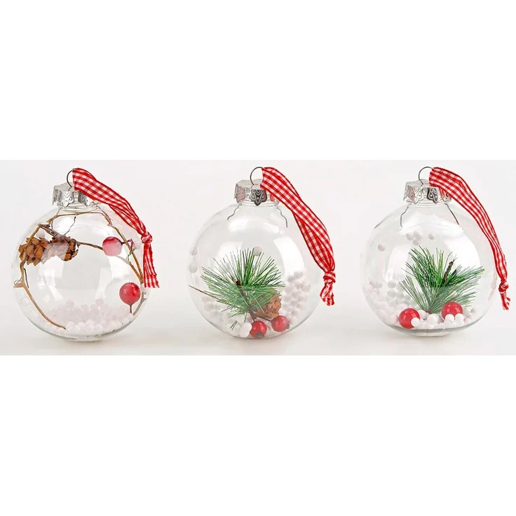 BRUBAKER Weihnachtsbaumkugel Christbaumkugel Set aus Acryl (12 St), Baumkugel Set mit Juteaufhängern, befüllte Weihnachtskugeln – Bild 3