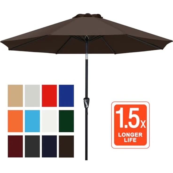 ABCCANOPY Sonnenschirm wasserdicht UV50+ mit Kurbel, Braun 230cm – Bild 2