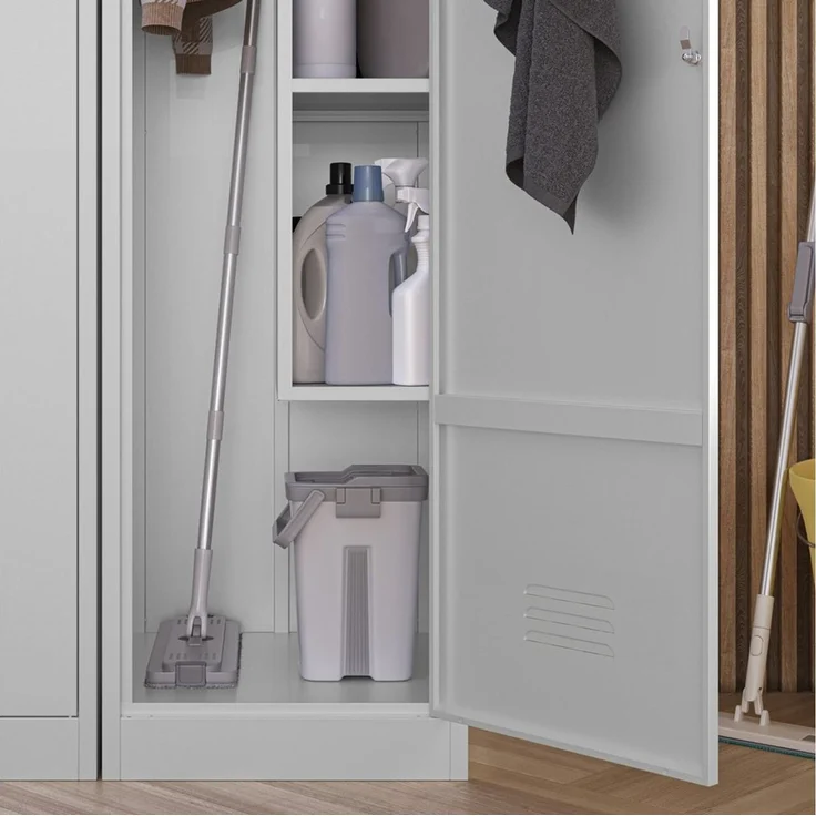 Jan Nowak Mehrzweckschrank Metall Besenschrank 50 cm AGNES abschließbar Haushalt Stahl (Stahl 0,6 mm 185 x 50 x 50 cm Wandmontage möglich PZH) Putzschrank Schloss 2 Schlüssel robust 185 cm hoch 4 Farben – Bild 4