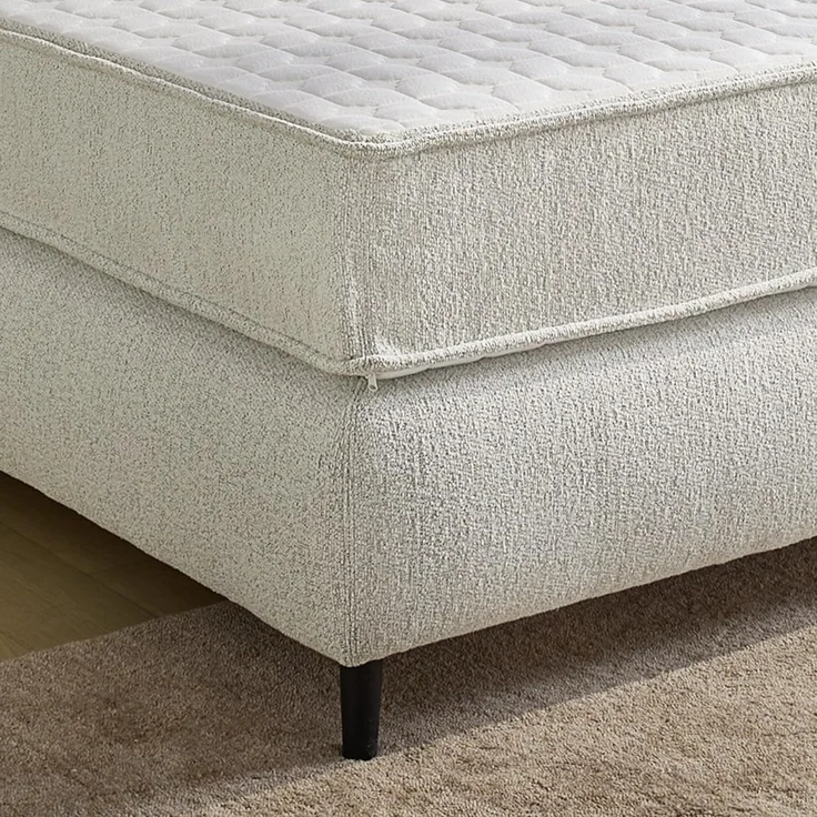 Boxspringbett 180x200 Federkern-Wendematratzen H3/H4 Bonell Flachgew. Beige Grau – Bild 5