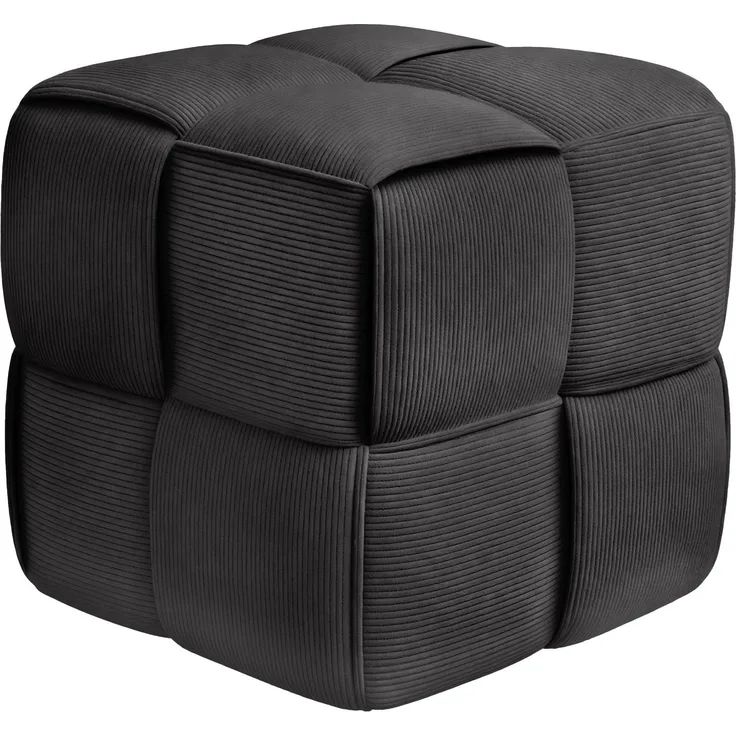CLP Sitzhocker Forinta, hochwertiger Cordstoff, moderner Stil, bequem und elegant,Farbe:dunkelgrau
