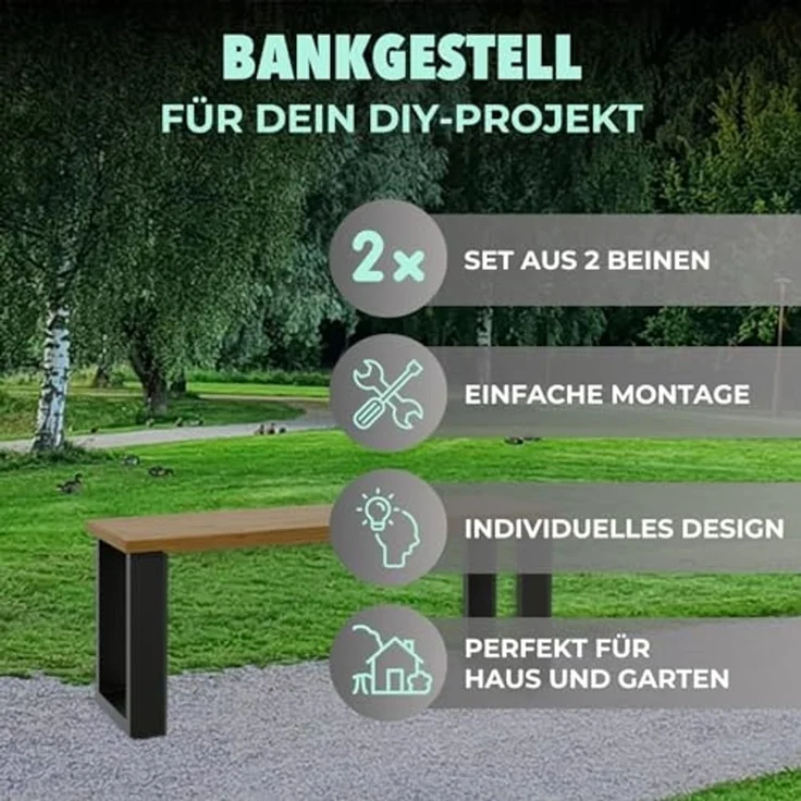 HAGO Tischbein HAGO24 Bankgestell & Tischgestell Grau 30x43cm robuste Tisch & Bank – Bild 2