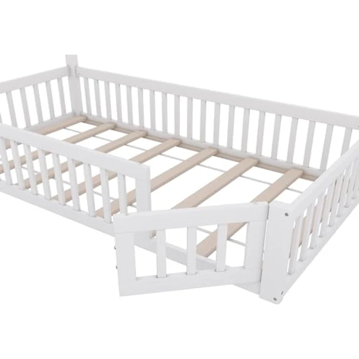 Ball & Cast Bodenbett 90x200 als Kinderbett mit Schornstein, Weiß – Bild 9