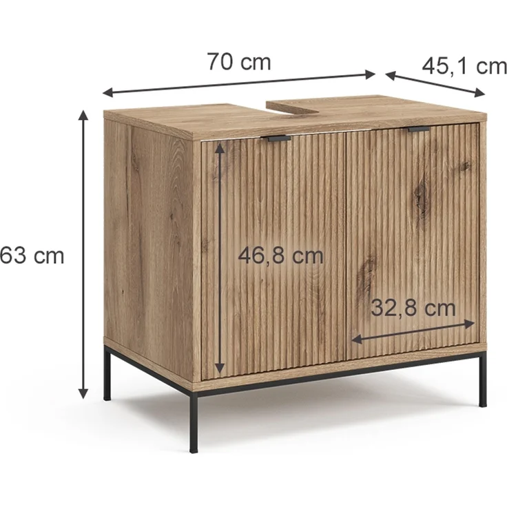 Waschtischunterschrank Eliza Viking Oak 70 x 63 cm mit 2 Türen Vicco – Bild 3