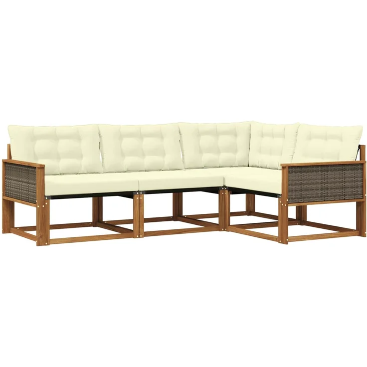 vidaXL Outdoor-Sofagarnitur 4 stk. 4-Sitzer Natur und Creme 3381386 – Bild 2