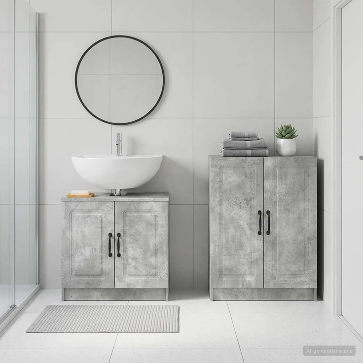 vidaXL 2-teiliges Badezimmer Schrank Set UTRECHT Betongrau 3417651 – Bild 1