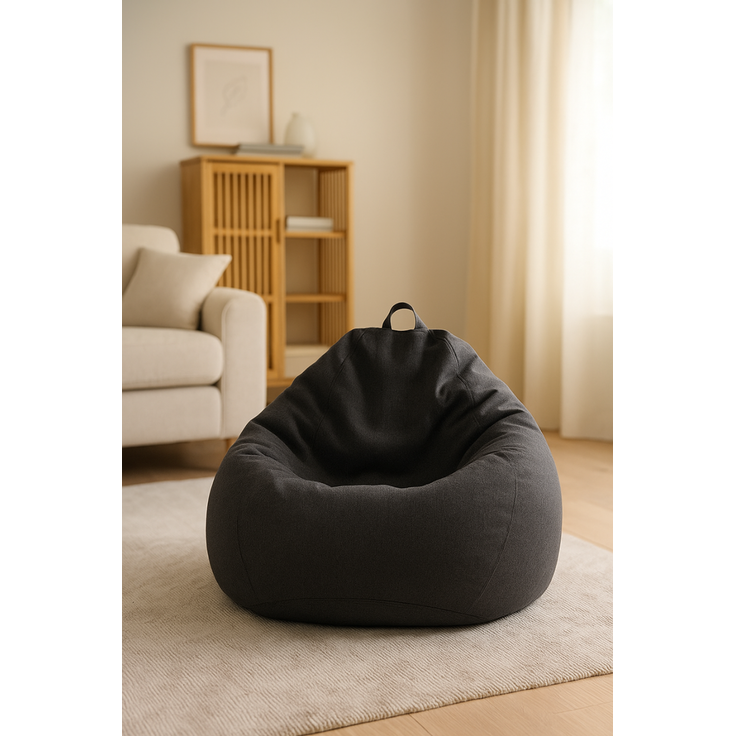 AD.CON Sitzsack mit Füllung, Schwarz, 120 x 120 x 60 350L, Styropor-Regranulat – Bild 4