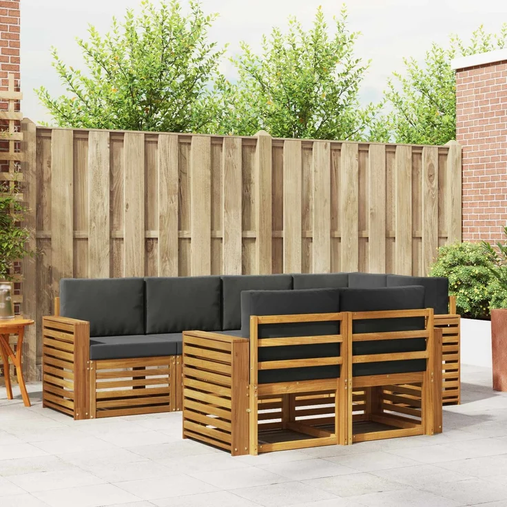 vidaXL Outdoor-Sofagarnitur 7 stk. 7-Sitzer Natur und Anthrazit 3374977 – Bild 1