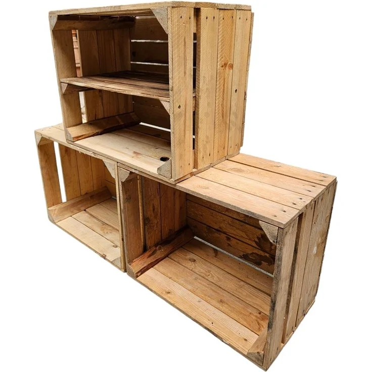 Holzkisten Vintage 3er Set 50 x 40 x 30cm mit Regal lang verbaut – Bild 10