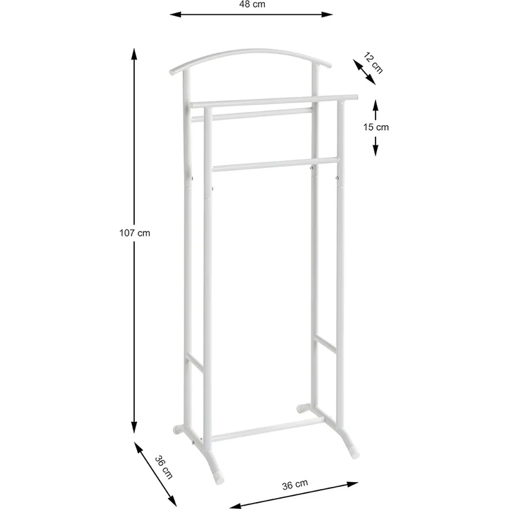 Herrendiener >55303< in weiß, Stahlrohr - 48x107x36cm (BxHxT) – Bild 2