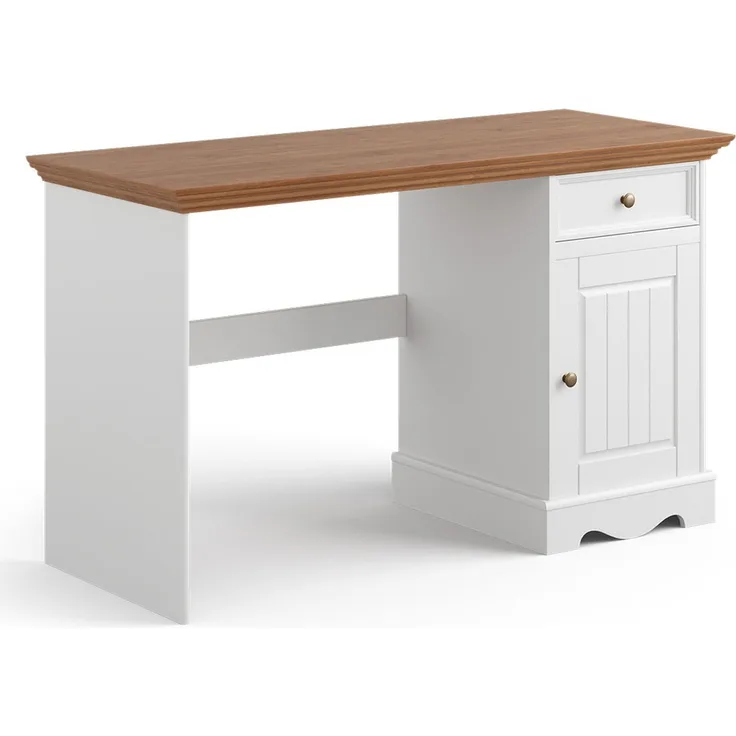 Schreibtisch Belluno Elegante Compuertisch 130x53x77cm Massivholz gebeizt Farbe: weiß