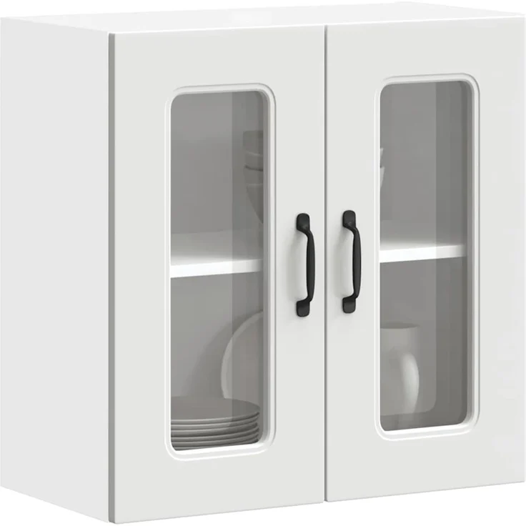 vidaXL Küchen-Hängeschrank mit Glastür Kalmar Weiß Holzwerkstoff 853667 – Bild 1