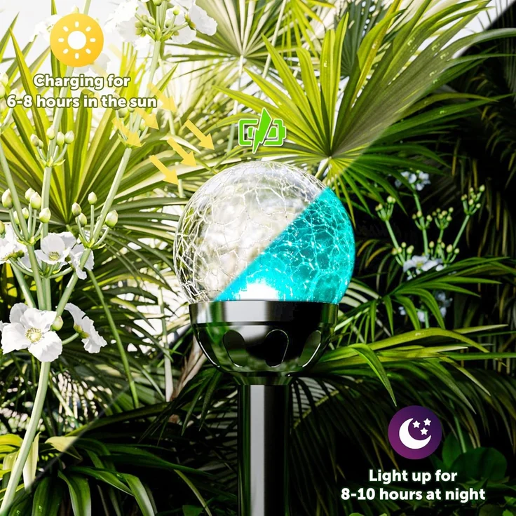 GIGALUMI Solarlampen für außen Garten, Solarleuchten Gartenleuchten Deko, 3 Stück LED Farbwechsel Glaskugel, Wasserdicht Solar licht für außen, Garten, Balkon, Terrasse, Wege, Blumen – Bild 3
