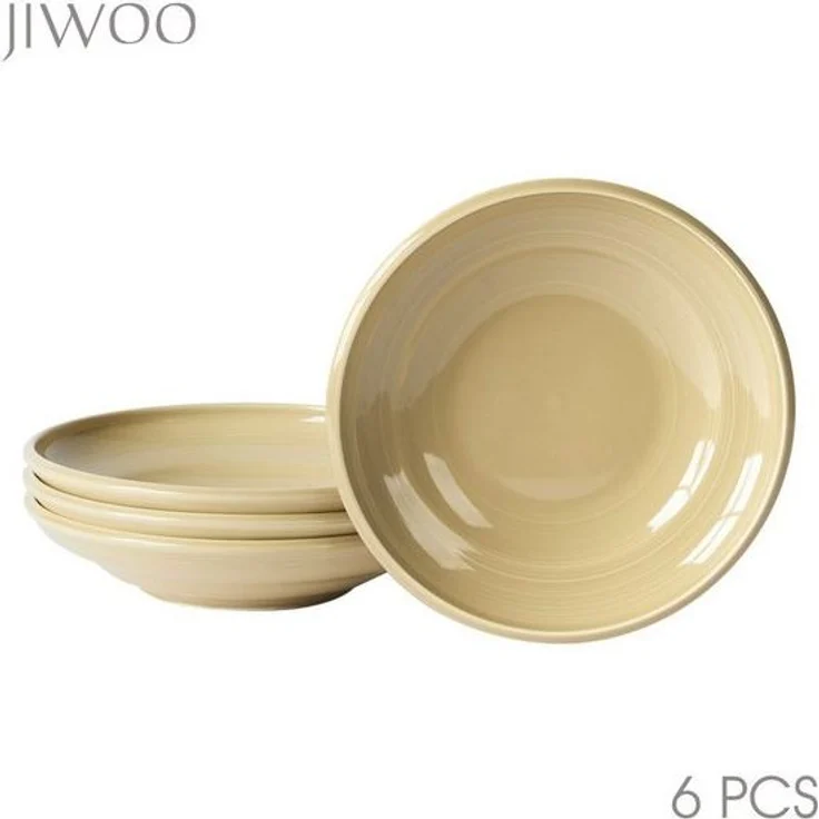 JIWOO Suppenteller 4er Ø22cm, Speiseteller Pastateller Salatteller Dessertteller Plate, (4 St), Keramik Tellerset Weiß mikrowellen- und spülmaschinenfest Ø21,2 cm – Bild 4