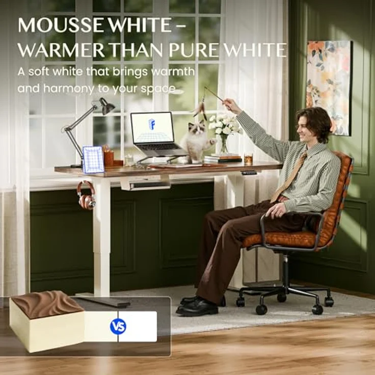 FLEXISPOT Höhenverstellbarer Schreibtisch Gestell, Elektrisch Tischbeine mit 2 Motoren & LED-Höhenanzeige & 4 Speicherfunktionen, inkl. 2 Haken & Kabelmanagement, Mousseweiß – Bild 10