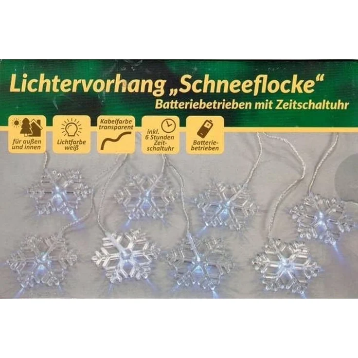 Nipach LED-Lichtervorhang XA11137 Lichtervorhang Schneeflocke kw Batterie – Bild 2
