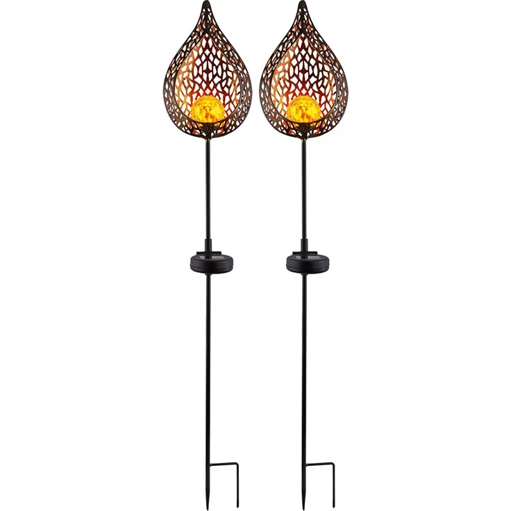 2er Set LED Solar-Steckleuchten im Flammen Design