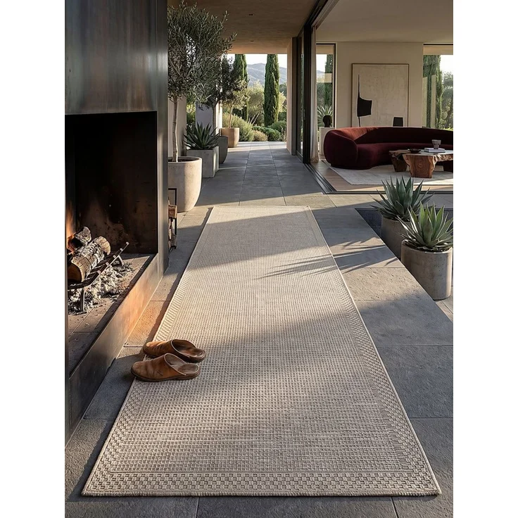 KADIMA DESIGN Teppich ESERA Teppichläufer Beige 80x150 Uni Polypropylen Wohnzimmer, Läufer, Höhe: 4 mm, Strapazierfähig, Pflegeleicht, Farbecht, Wetterfest, UV-beständig – Bild 1