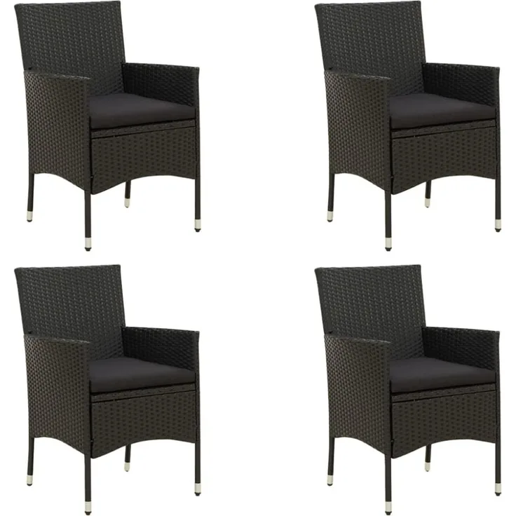 vidaXL Gartenstühle mit Kissen 4 Stk. Poly Rattan Schwarz 316689