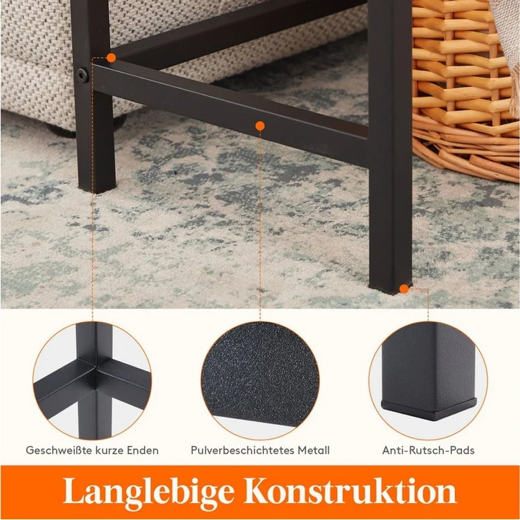 Lifewit Wangentisch Konsolentisch Metallrahmen, schmaler Flur Beistelltisch rustikal. (Set, 1 Tisch), Kratzfest, Lagerung – Bild 4