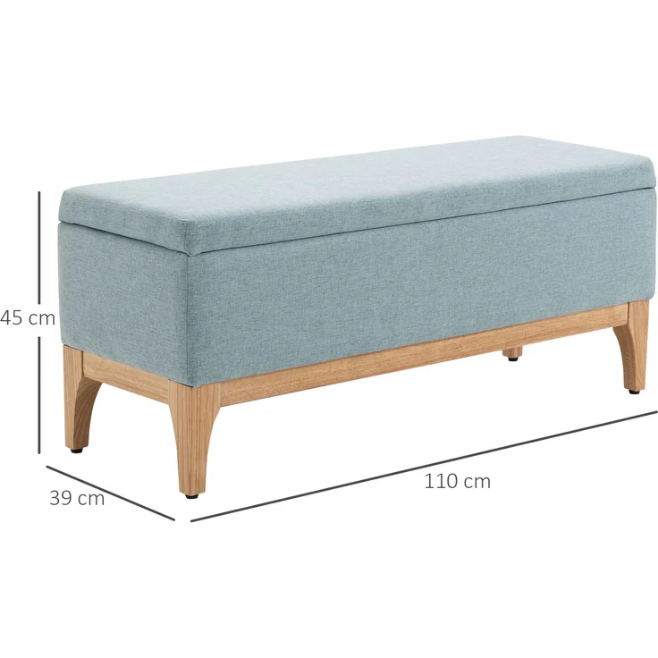 Aufbewahrungsbank, Aufbewahrungskiste mit abnehmbarem Deckel im skandinavischen Stil, Bettende aus Leinen, 110 x 39 x 45 cm, hellgrün – Bild 5