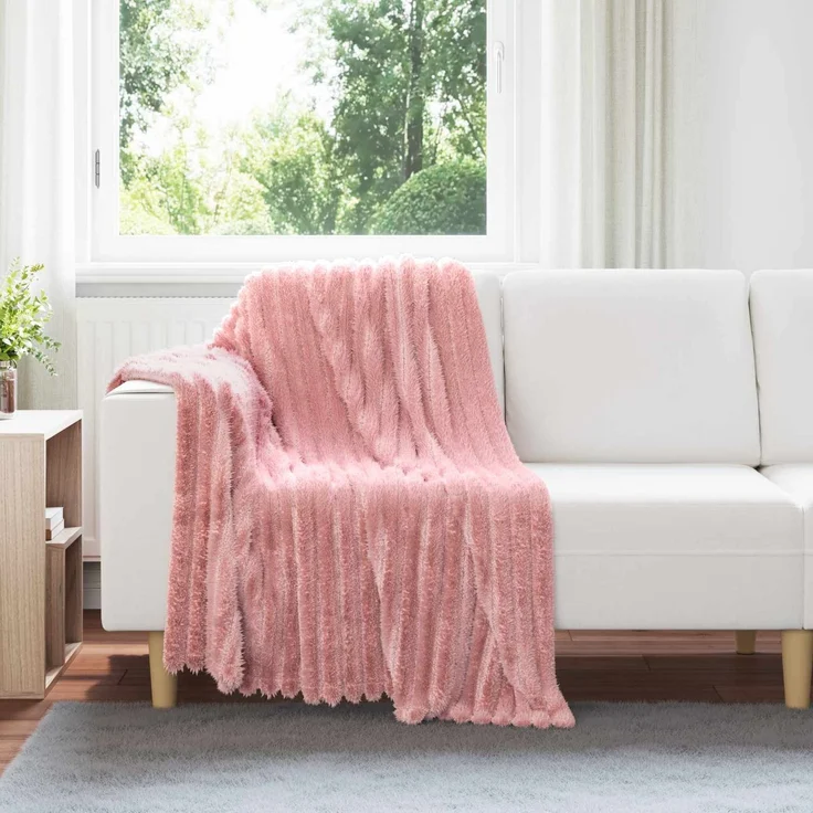 vidaXL Überwurfdecke Rosa 150 x 130 cm Fleece 42016861 – Bild 1