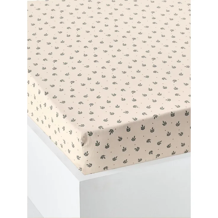 VERTBAUDETKinder Spannbettlaken RETRO FLOWERS mit Recycling-Baumwolleweiß bedruckt90X140