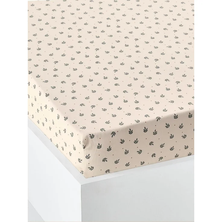 VERTBAUDETKinder Spannbettlaken RETRO FLOWERS mit Recycling-Baumwolleweiß bedruckt90X140 – Bild 1