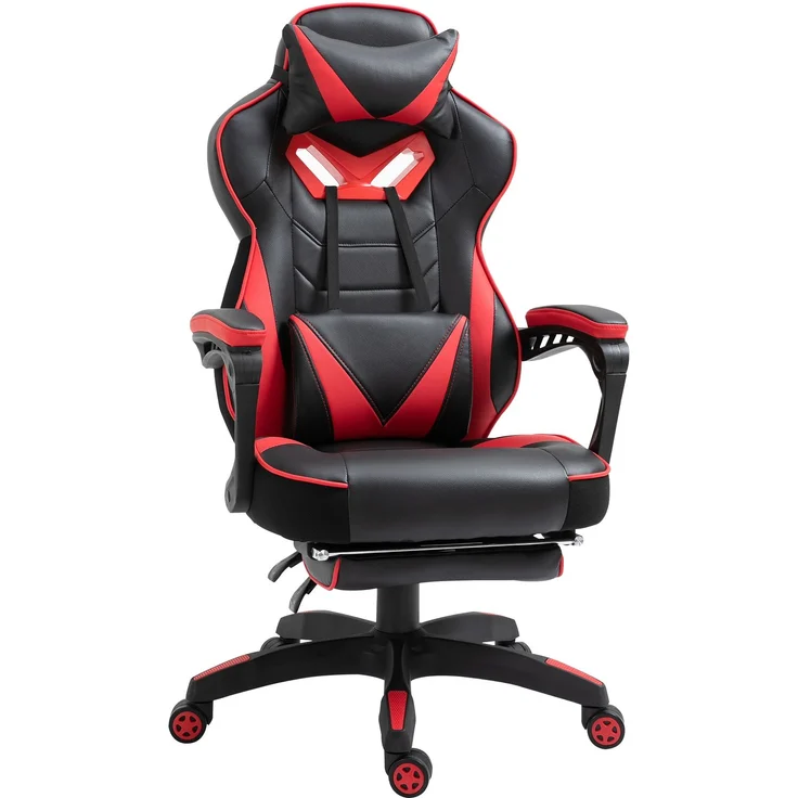 MELAYR, Ergonomischer Gaming-Stuhl, Bequemer Bürostuhl mit Fußstütze, 81 x 32 x 65 cm, Rot – Bild 2