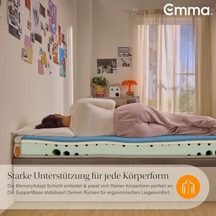 Emma One+ Matratze 160x200 H3 Hart – Kühlende & atmungsaktive 3-Zonen-Schaummatratze – Ergonomisch, Klimaregulierend & Waschbarer Bezug – Für alle Schlafpositionen geeignet – Bild 5