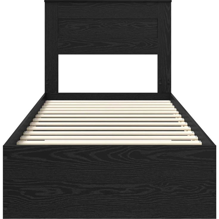 vidaXL Bettrahmen Schwarz Eichen-Optik 90 x 200 cm Holzwerkstoff 3410036 – Bild 6