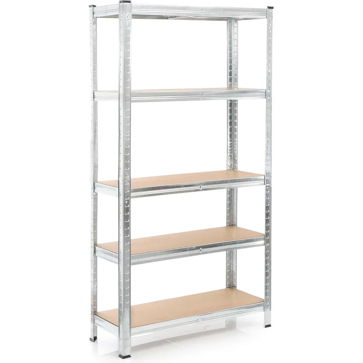 Wiltec Schwerlastregal 90 x 45 x 180 cm, Gesamtlast 875kg, Steckregal verzinkt aus Stahl, Lastenregal mit 5 Ablagen, Werkstattregal – Bild 1