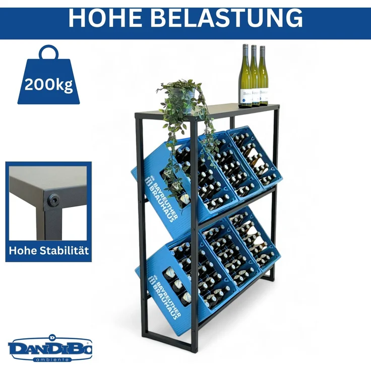 DanDiBo Getränkekistenregal 6 Kisten mit Ablage Metall Stabil 96435 100 cm Getränkeregal Kistenregal – Bild 4