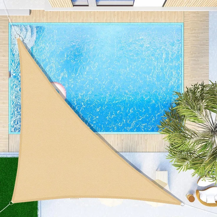 SUNNY GUARD Sonnensegel Dreieck 3 x 3 x 4. 25m Wasserdicht Sonnenschutz Wetterschutz Segel Baldachin UV Schutz für Balkon Terrasse Garten, Sand