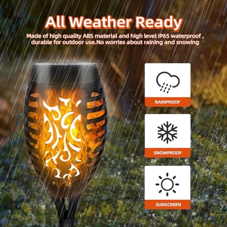CNMTCCO Gartenleuchten Solar, 6er Set mit realistischem Flammeneffekt, IP65 wasserdicht, für Außenbereich und Rasenbeleuchtung – Bild 5