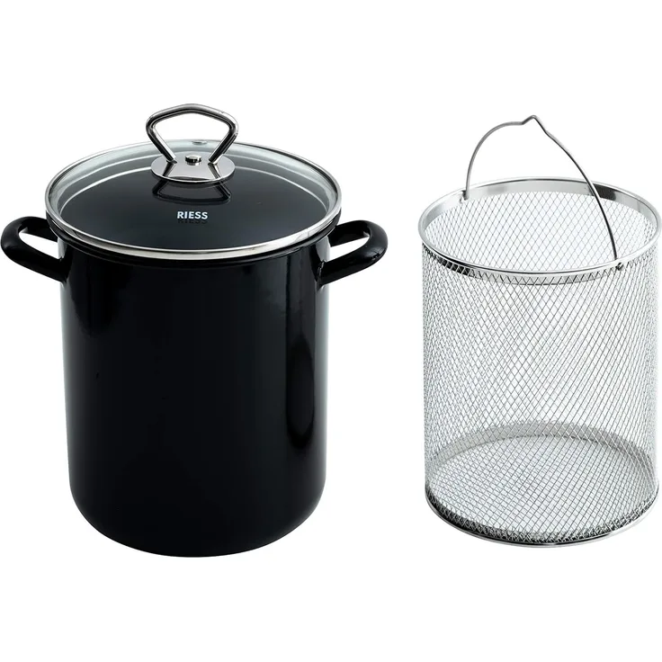 Riess Bräter Riess Eamille Spargeltopf Pastatopf schwarz 16 cm mit Einsatz
