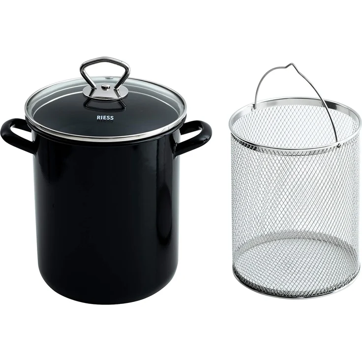 Riess Bräter Riess Eamille Spargeltopf Pastatopf schwarz 16 cm mit Einsatz – Bild 1