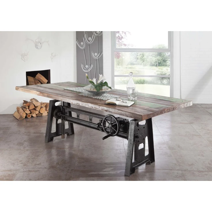 Esstisch Altholz höhenverstellbar 240x100x75-105 mehrfarbig lackiert INDUSTRIAL #25 – Bild 8