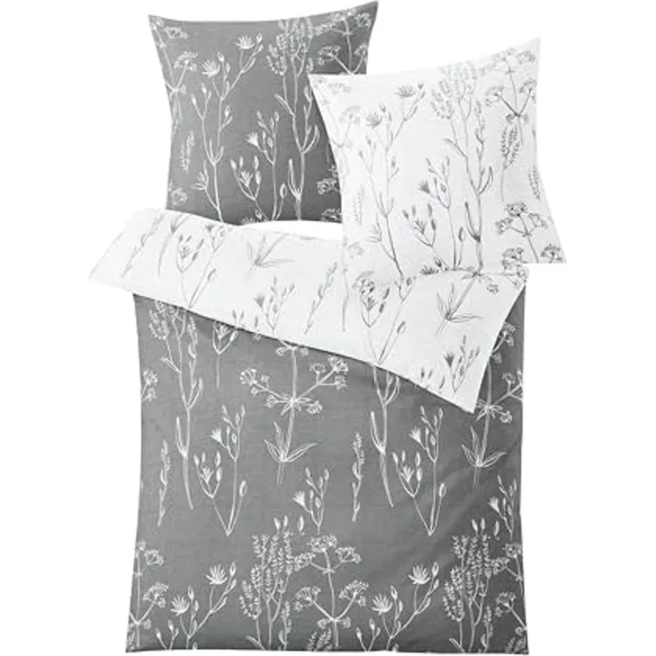 Kleine Wolke Wendebettwäsche Savannah in Gr. 135x200 oder 155x220 cm, Mako-Satin, 2 teilig, Bettwäsche aus Baumwolle, florale Bettwäsche mit Wendeoptik