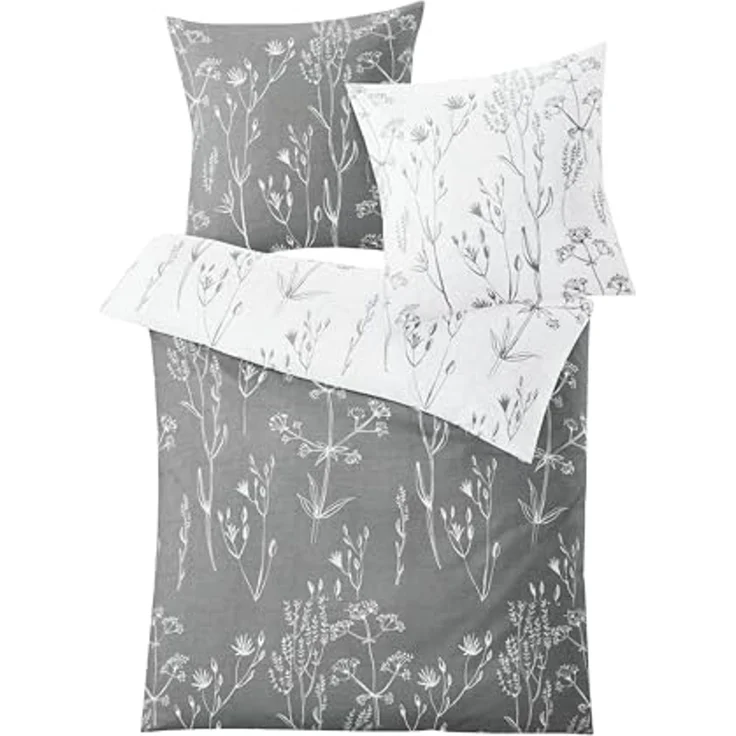 Kleine Wolke Wendebettwäsche Savannah in Gr. 135x200 oder 155x220 cm, Mako-Satin, 2 teilig, Bettwäsche aus Baumwolle, florale Bettwäsche mit Wendeoptik – Bild 1